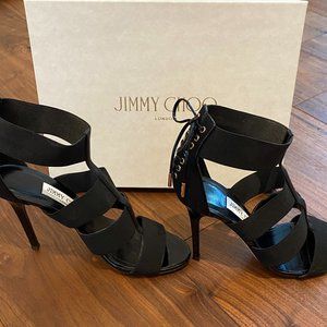 Jimmy Choo Black Strappy Heels. Size 38.5